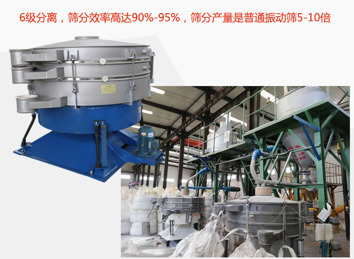 搖擺篩采用6級分離,篩分效率高達(dá)90%-95%,篩分產(chǎn)量是普通振動篩5-10倍